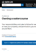 Owning a watercourse (Environment Agency)
