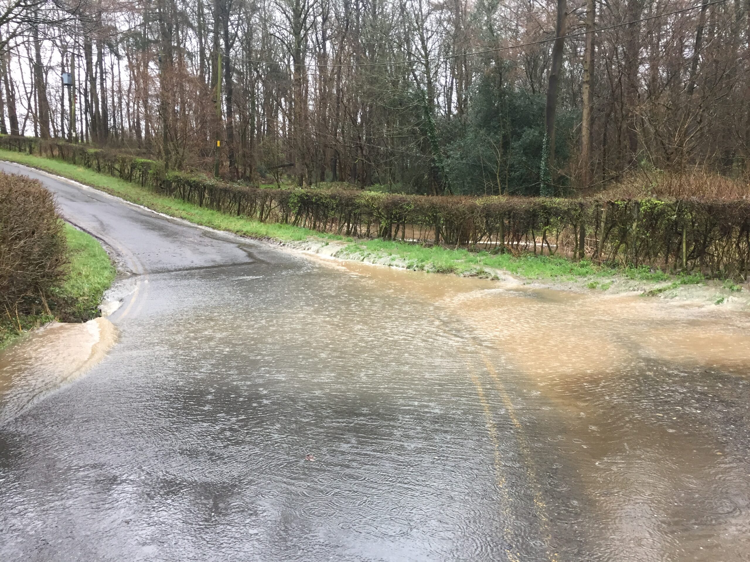 Road flooding in Ribchester, March 2019