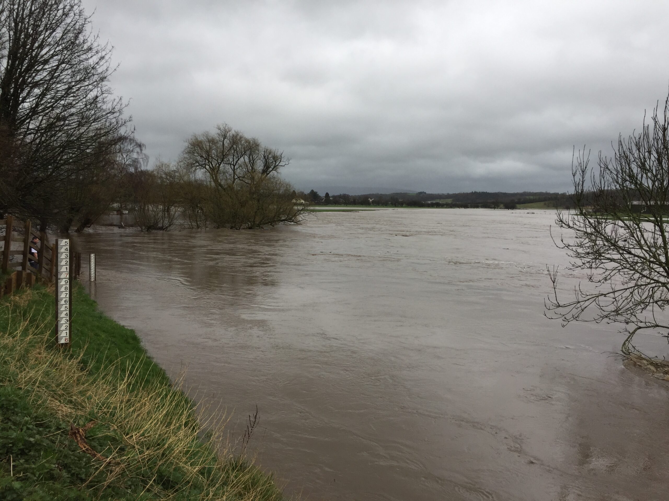River Ribble during flooding in Ribchester, Lancashire.