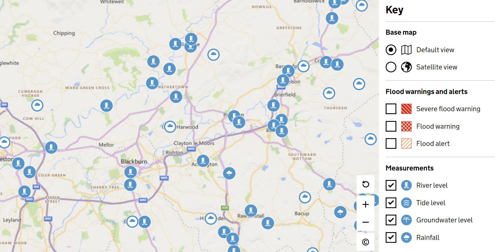 Environment Agency live Flood Map which can be viewed via their 'Check for Flooding' service.